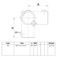 Doos Open klapbaar hoekstuk doorlopende staander 90°-E / 48,3 mm (18 stuks)
